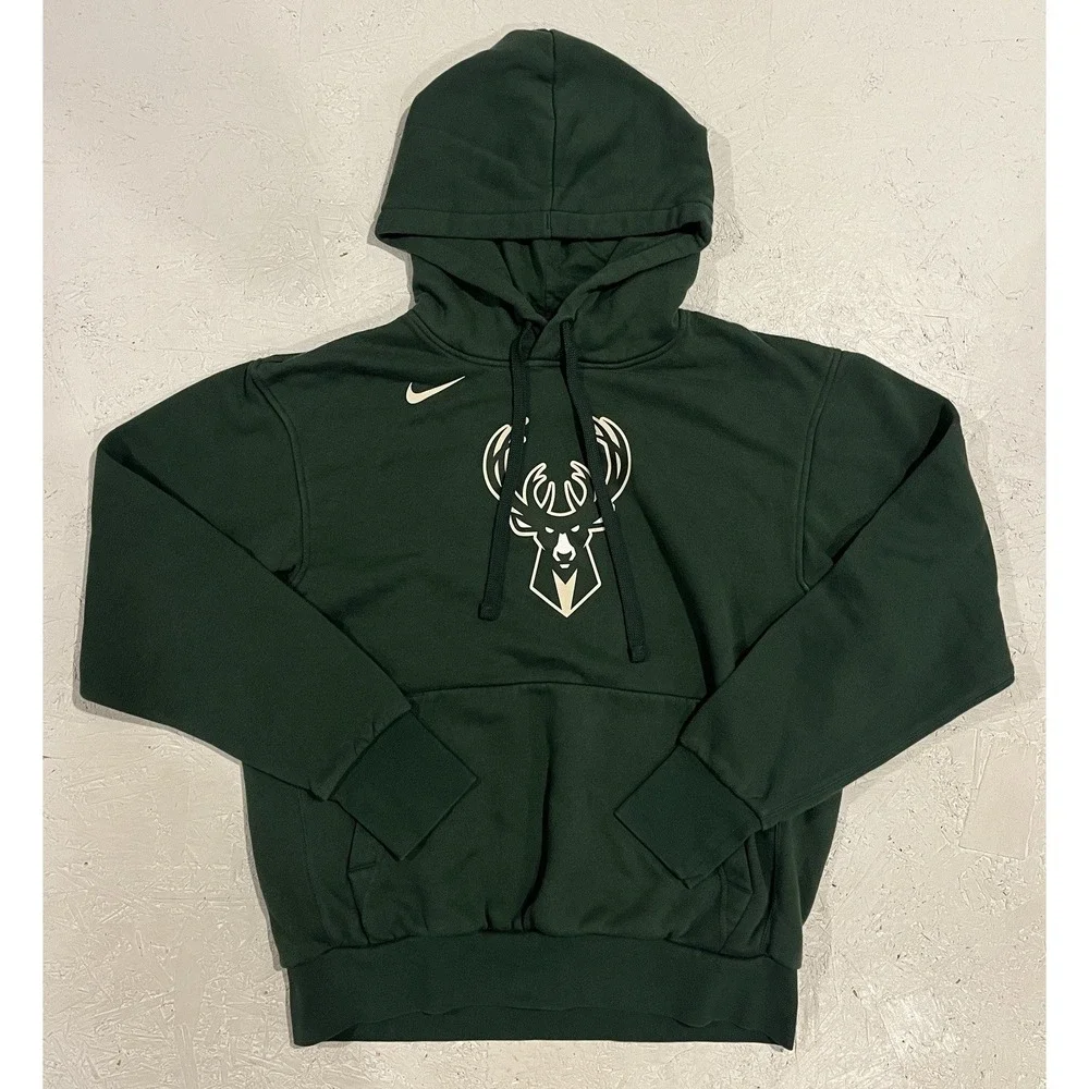 Nike Milwaukee Bucks Fleece Pullover Loose Fit Men's S Green Hoodie DN8636-323‎